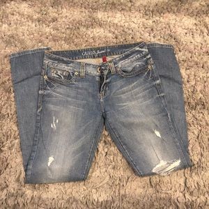 Daredevil skinny leg- Distressed frayed jeans